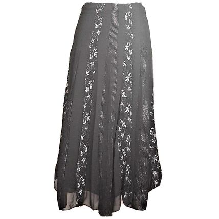 Per Una Collecione M&S Black Silver Panels Lace Skirt Size 8 R UK