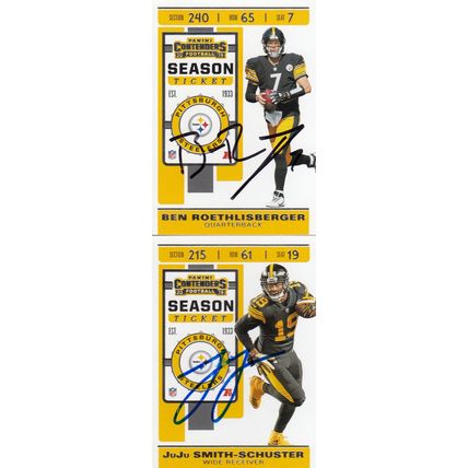 BEN ROETHLISBERGER & JUJU SMITH-SCHUSTER AUTO 2019 PITTSBURGH STEELERS SB CHAMPS