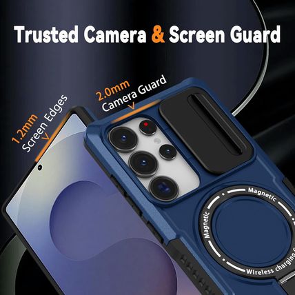 Magnetic Case for Samsung Galaxy S25 Ultra, with Ring Stand [Glass Screen Protec