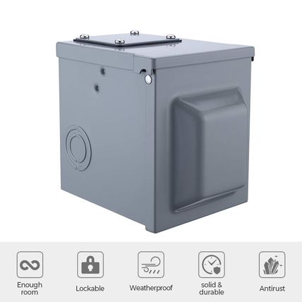 Miady 50 Amp 125/250 Volt RV Power Outlet Box, Enclosed Lockable Weatherproof Ou