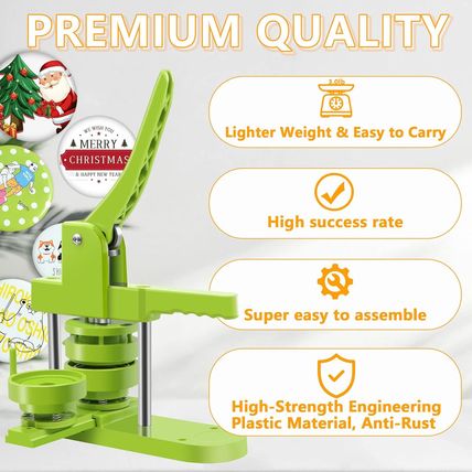 Button Maker Machine - Multiple Sizes 1.25In+2.25In, Kit for DIY Gifts, Button P