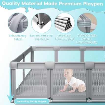 74" ×50" Large Baby Playpen, Baby Playard for Babies and Toddlers, Baby Fence Pl