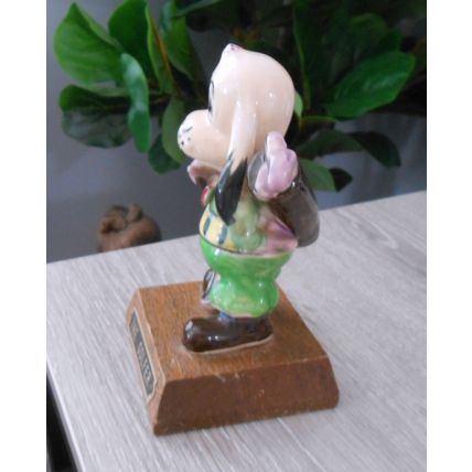 Ceramic Dog Golfer Wood Base Dog Figurine RARE -Santa Claus California Souvenir