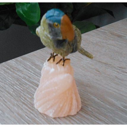 Vintage 3" Carved Parrot Semi Precious Stone Sculpture 2.5" Bird Beak-Tail