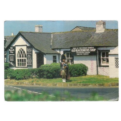 GRETNA GREEN used postcard 1990.. The Blacksmith's Shop =