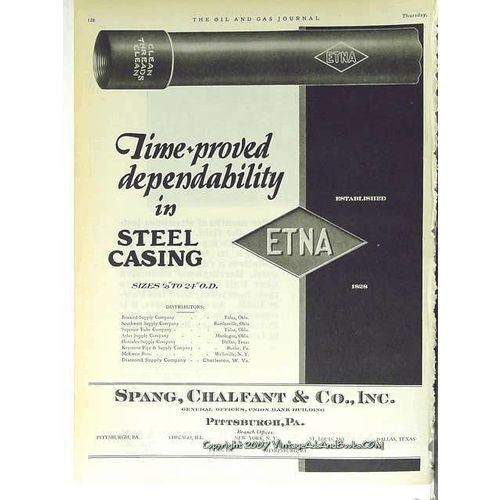spang chalfant company inc 1928 time proved steel casing vintage ad
