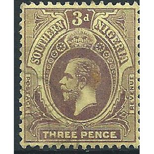 Southern Nigeria 1909 SG37 3d Purple/Yellow Mounted Mint .. ..