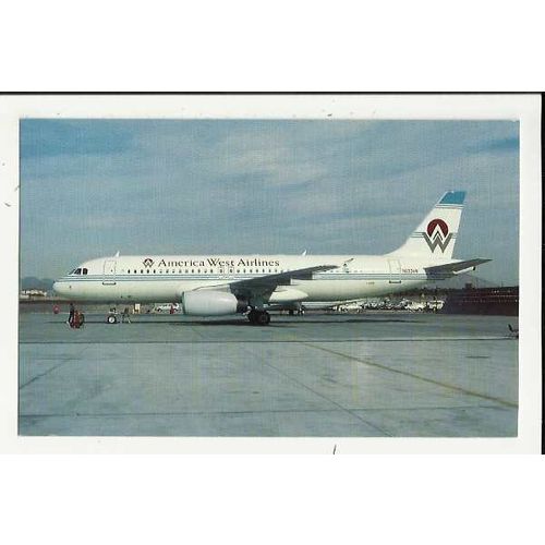 Aviation AMERICA WEST AIRLINES A320-231 Postcard by Mary Jayne (MJ1015)