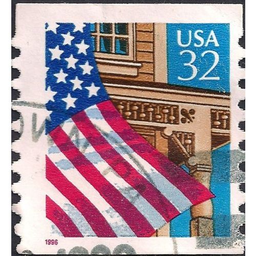 USA, Flag over Porch, blue 1995, 32c, #3
