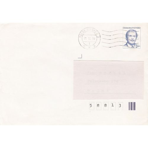 1) Mi U 87 III: Envelope: 1 Kč blue President Vaclav Havel, format 163 x 115 mm.