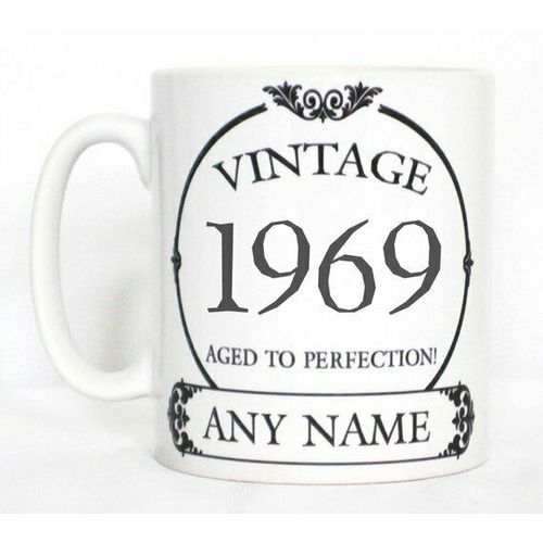 Vintage 1969 Aged To Perfection Mug PERSONALISED Wine Label Birthday Year Gift