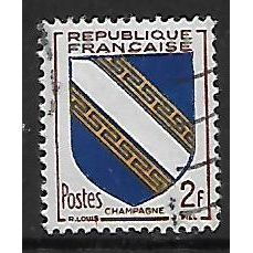 FRANCE 1954 PROVINCIAL COAT OF ARMS 2F CHAMPAGNE SG 1182 FINE USED#