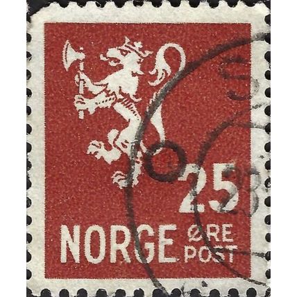 NORWAY, Lion rampant with axe, red-brown 1927, 25ore, #2