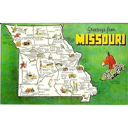 United States MISSISSIPPI Map Postcard (Dexter S-25086-B)