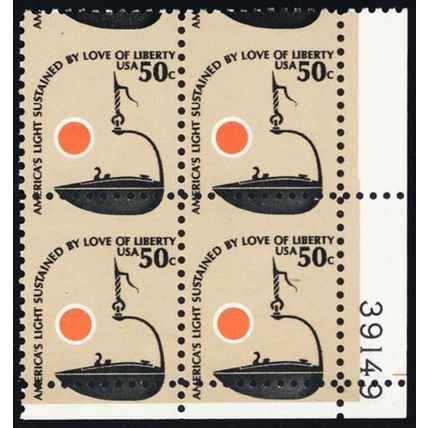 1608, Mint NH 50¢ Dramatic Black Color Shift Error Plate Block * Stuart Katz