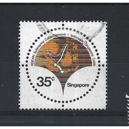 Singapore.SG386 35c Map of South East Asia showing Cable Network.Fine Used.Jul25