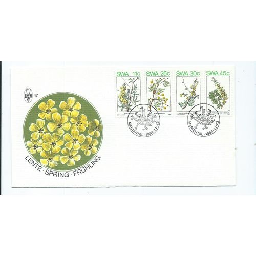 south west africa stamps fdc used set. sg435 sg 435 set first day cover flowers