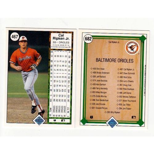 Two 1989 Upper Deck Cal Ripken cards- 467, 682 -HOF-Orioles