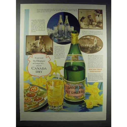 1937 Canada Dry Pale Ginger Ale Ad - The Champagne Of