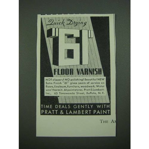 1938 Pratt & Lambert 61 Floor Varnish Ad