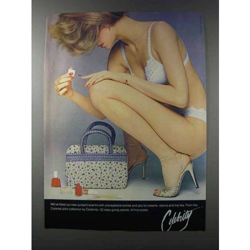1981 Celebrity Colonial Print Quilted Travel Kit Ad