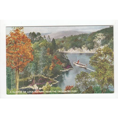 A Glimpse of Loch Katrine near the Trossachs Pier Postcard J B White