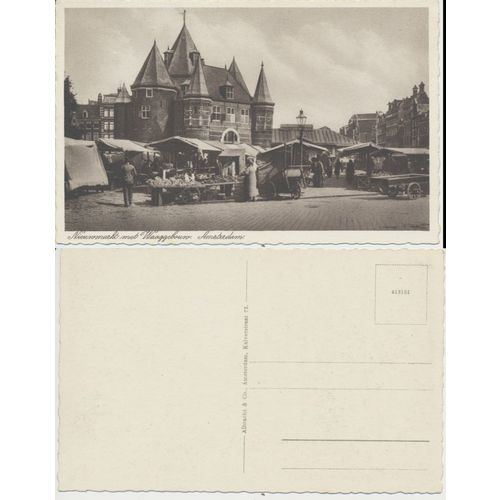 Holland Nieuwmarkt met Waaggebouw Amsterdam 1920s blank postcard Albracht 413151