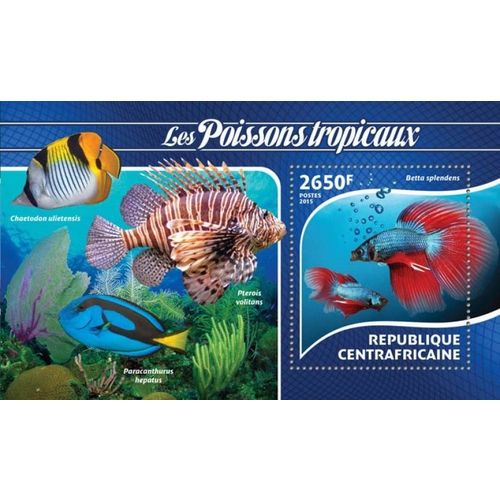 CENTRAL AFRICA 2015 SHEET MNH TROPICAL FISHES POISSONS TROPICAUX PECES PEIXES 1A