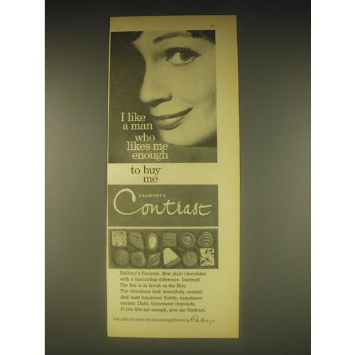 1962 Cadbury's Contrast Chocolate Ad - I like a man who likes me enough to buy