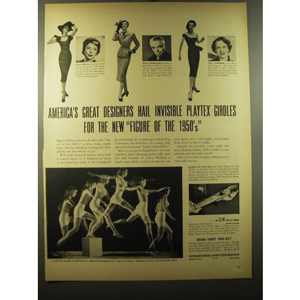 1950 Playtex Girdles Ad - Lilly Dache, Philip Mangone and Ceil Chapman