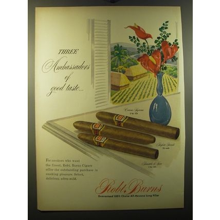 1950 Robt. Burns Cigars Ad - Three ambassadors of good taste