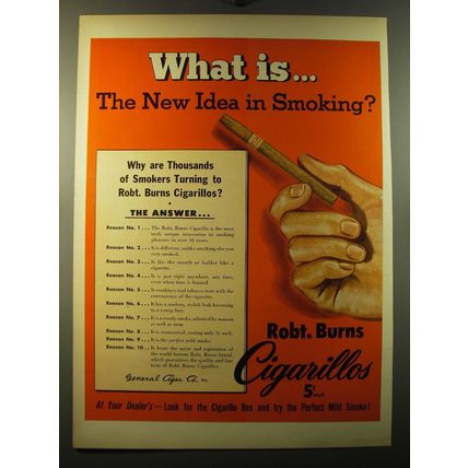 1950 Robt. Burns Cigarillos Ad - What is.. The new idea in smoking?