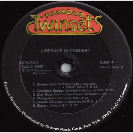 Twinset stereo LP #PAS-2-1032 - "Liberace In Concert" - double LP - Gatefold!