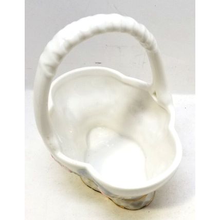 Porcelain Basket with Handle Floral Pink Roses Princess House Exclusive Vintage