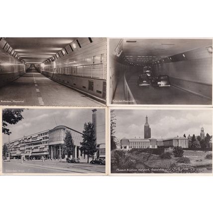 Rotterdam Museum Boymans Beurs Maastunnel 4x Real Photo Postcard s