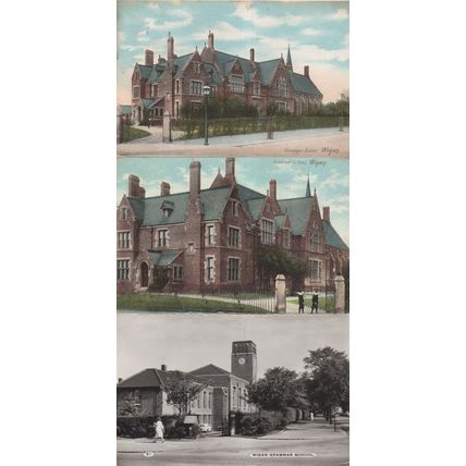 Wigan Lancashire Grammar School Pupils Clock 3x Old Postcard s