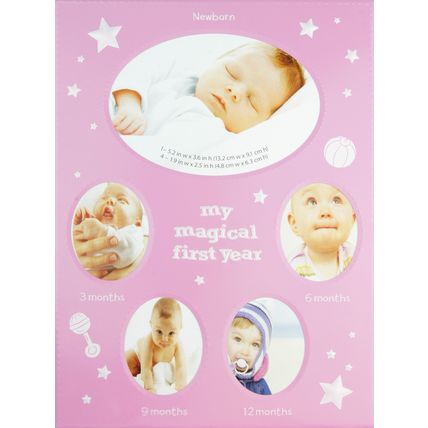 New My Baby's Magical First Year Timeline Photo Frame Pink White