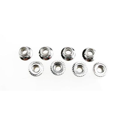 TRA5147X TRAXXAS Nuts, 5mm flanged nylon locking (steel, serrated) (8)