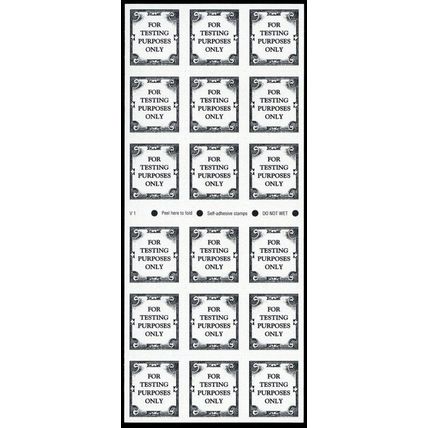 TDB91a, Black For Testing Purposes Only Pane Of Eighteen Stamps - Stuart Katz