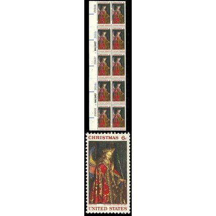 1363c Light Yellow Omitted ERROR PL# Block of 10 - Cat $1,000.00+ - Stuart Katz