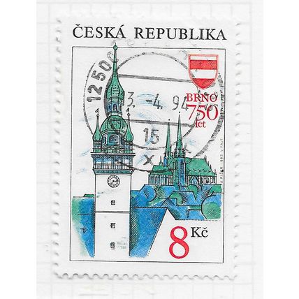 CZECH REPUBLIC 1993 BRNO 750 YEARS ANNIVERSARY TOWN HALL ST PETER ST PAUL USED