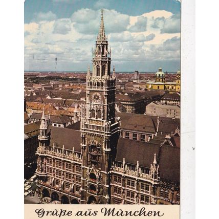 Munchen Rathaus Germany Postcard posted crease