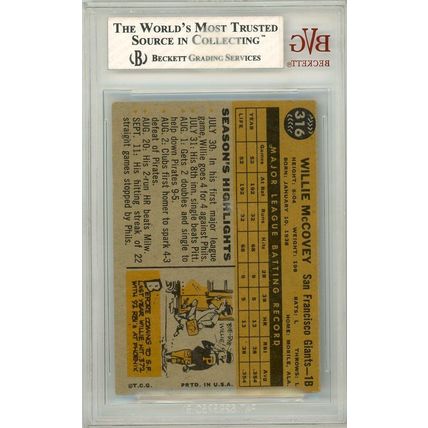 1960 Topps Willie McCovey All-Star #316 BVG Beckett 5 P1258