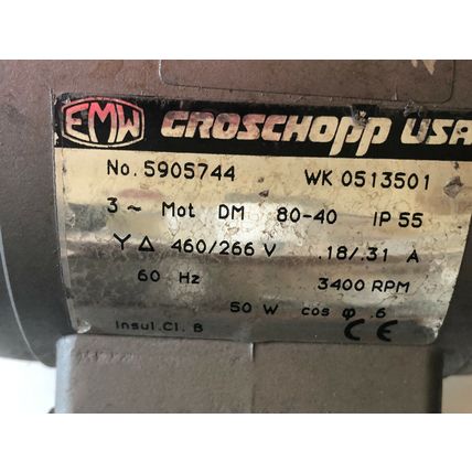 NEW GROSCHOPP 5905744 WK 0513501,EMW 5905744 ,E 25 WORM GEAR MOTOR,CK