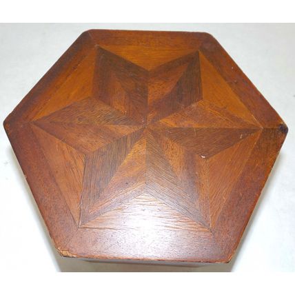 Antique Wooden Jewelry Trinket Sewing Wood Box Inlay Vintage 1800's Velvet Lined