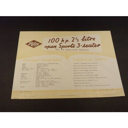 The Riley Open Sports 3-Seater Sales Brochure 1950