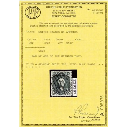 70b, Used VF 24¢ Steel Blue - With PSE Graded "85" And PFC * Stuart Katz