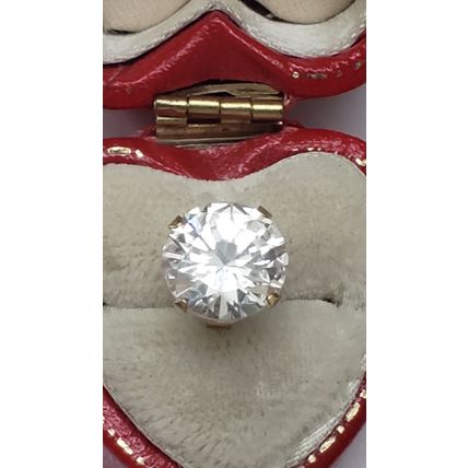Unisex 14k Yellow Gold Huge CZ Single Earring Stud