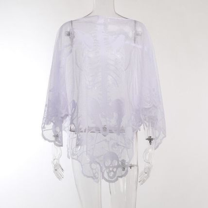 Womens Girls Cape Shawl Breathable Skeleton Poncho Cosplay Cover Up See-through