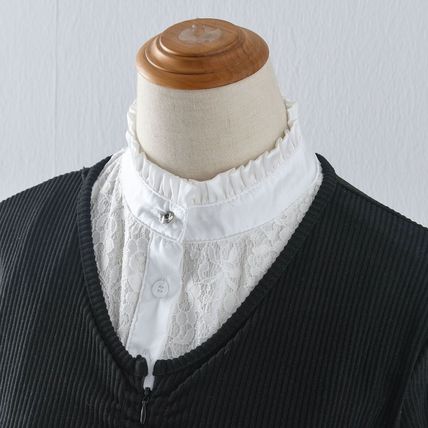 Women Lace Fake Satin Collar Button Down Detachable False Collar Half Shirt Top